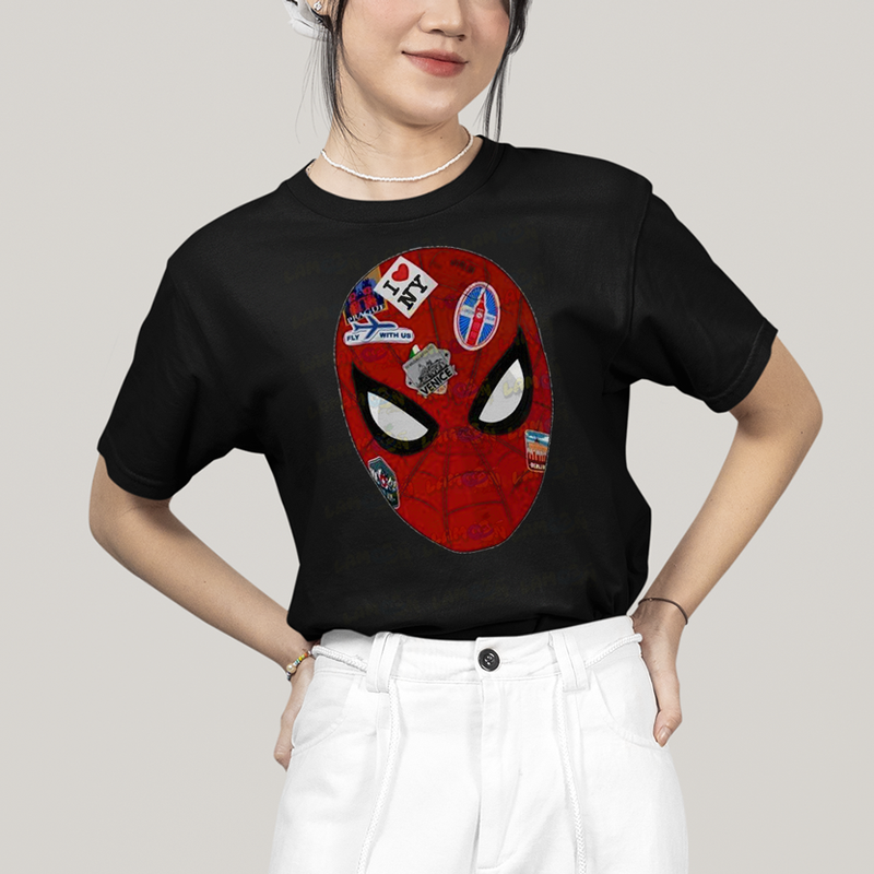 Camiseta Algodão Unissex T shirt Homem Aranha Rosto Figurinhas
