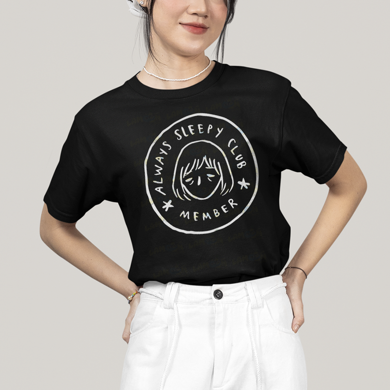Camiseta Algodão Unissex T shirt Membro do Clube Sempre com Sono