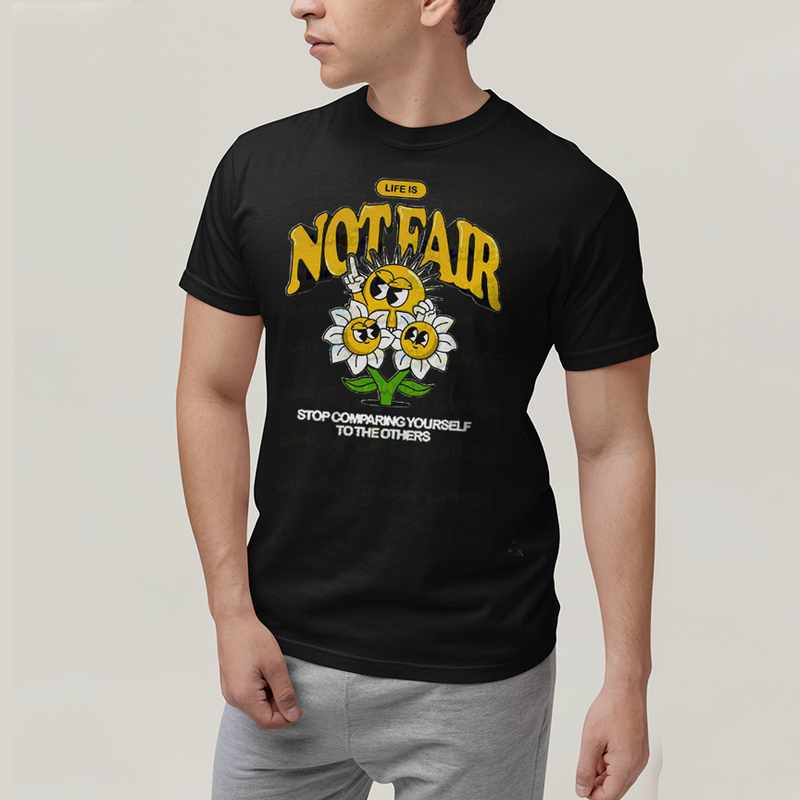 Camiseta Algodão Unissex T shirt A Vida Não é Justa, Pare de Se Comparar com os Outros