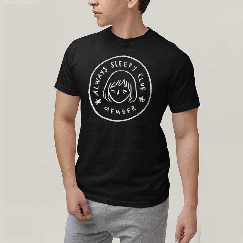 Camiseta Algodão Unissex T shirt Membro do Clube Sempre com Sono