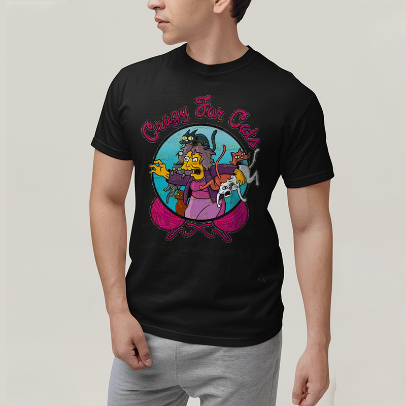 Camiseta Algodão Unissex T shirt Simpsons Crazy For Cats