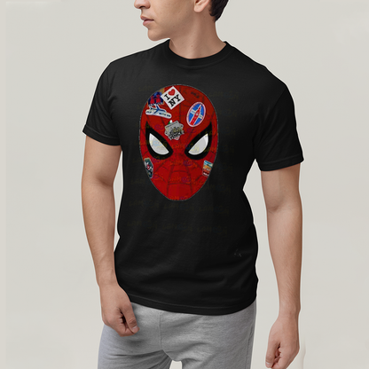 Camiseta Algodão Unissex T shirt Homem Aranha Rosto Figurinhas