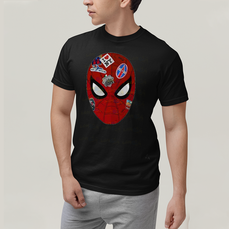 Camiseta Algodão Unissex T shirt Homem Aranha Rosto Figurinhas