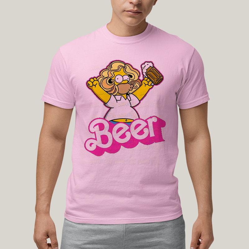 Camiseta Algodão Unissex T shirt Simpsons Homer Beer Barbie