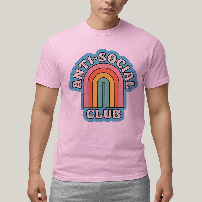 Camiseta Algodão Unissex T shirt Anti Social Club Arco Iris