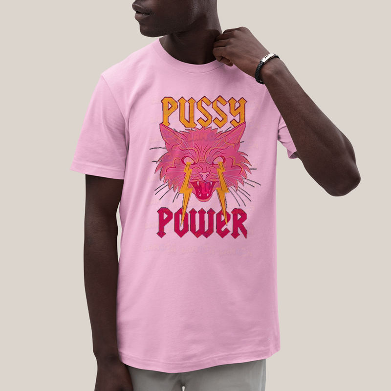 Camiseta Algodão Unissex T shirt Cat Pink Pussy Power