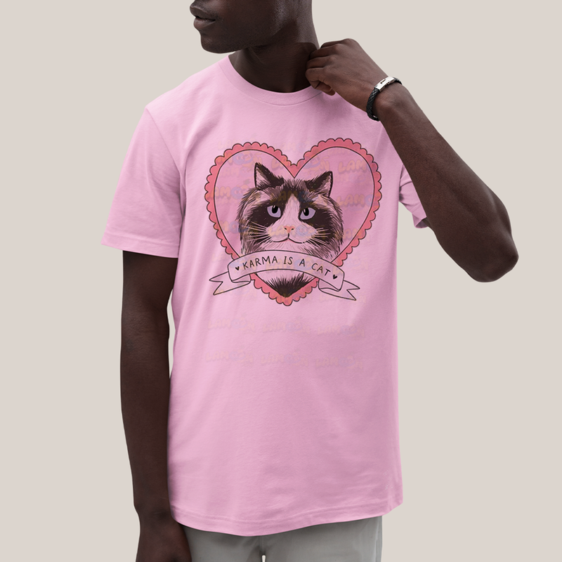 Camiseta Algodão Unissex T shirt Karma Is a Cat