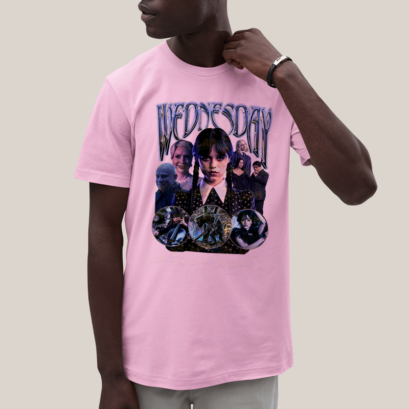 Camiseta Algodão Unissex T shirt Wandinha Wednesday Blue