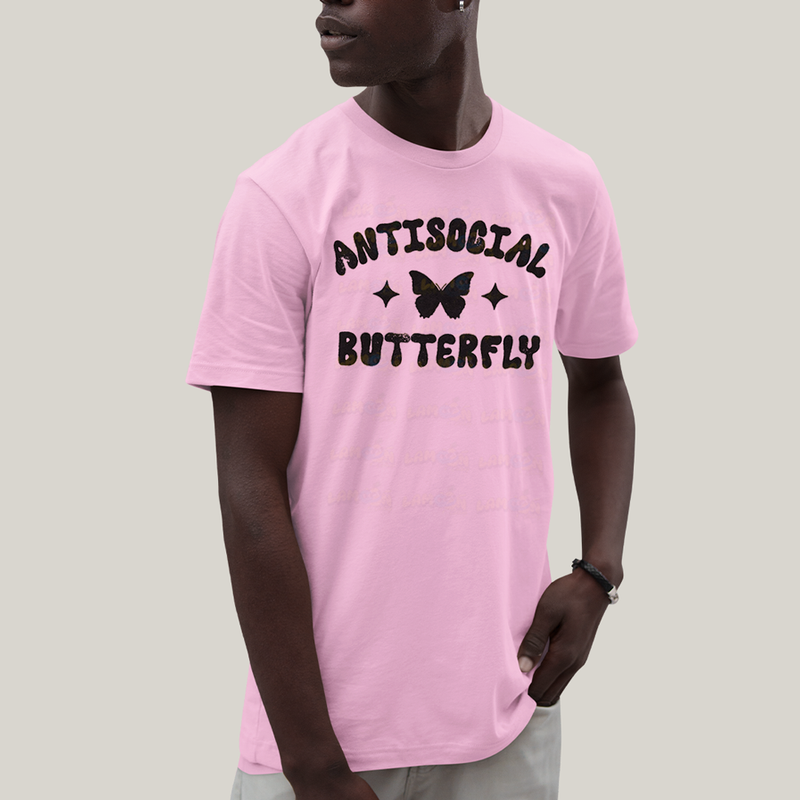 Camiseta Algodão Unissex T shirt Antisocial Butterfly