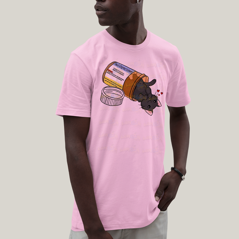 Camiseta Algodão Unissex T shirt Gatinho Fofo Antidepressivo