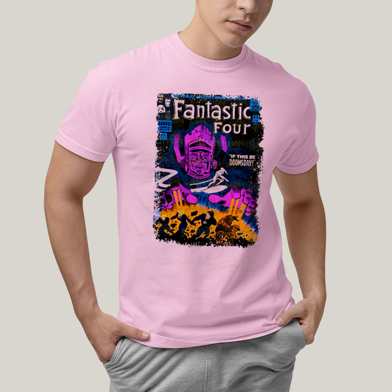Camiseta Algodão Unissex T shirt Quarteto Fantástico vs Galactus Capa de HQ