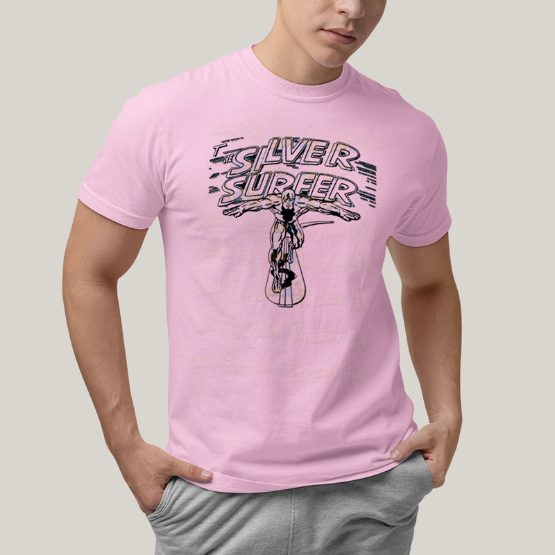 Camiseta Algodão Unissex T shirt Surfista Prateado Retrô