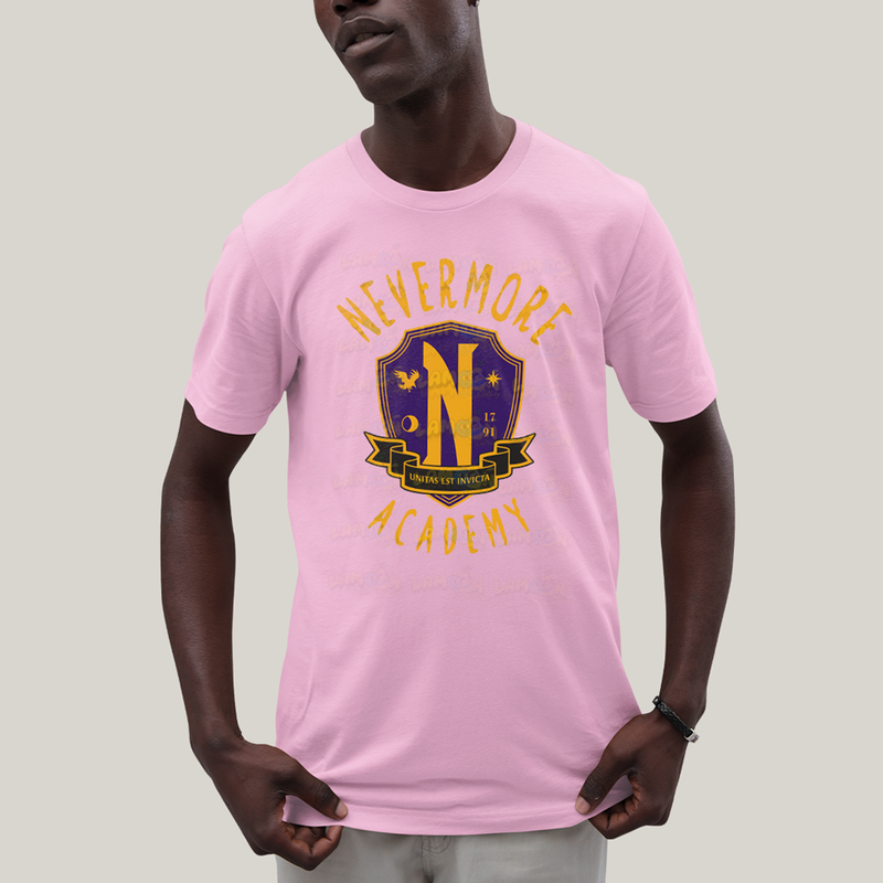 Camiseta Algodão Unissex T shirt Wandinha Unitas Est Invicta Nevermore Academy