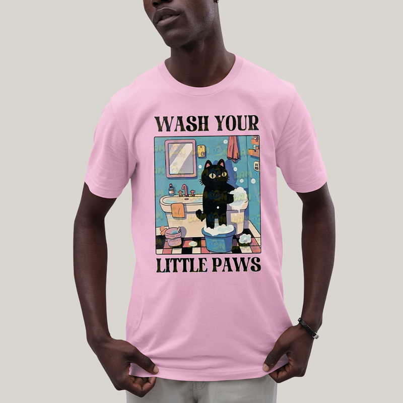 Camiseta Algodão Unissex T shirt Gatinho Lave Sua Patinhas