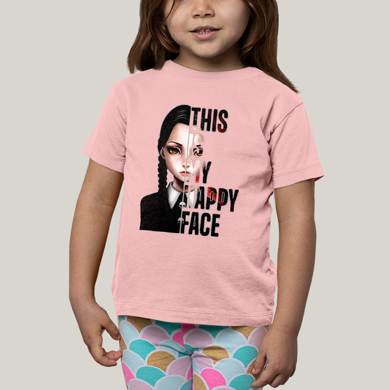 Camiseta Infantil Algodão Unissex T shirt Wandinha Essa é Minha Cara Feliz