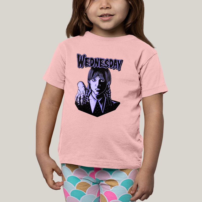 Camiseta Infantil Algodão Unissex T shirt Wandinha Roxo Wednesday