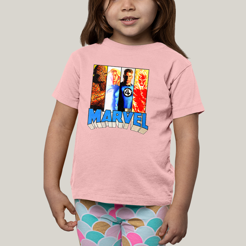 Camiseta Infantil Algodão Unissex T shirt Quarteto Fantástico Marvel Retrô