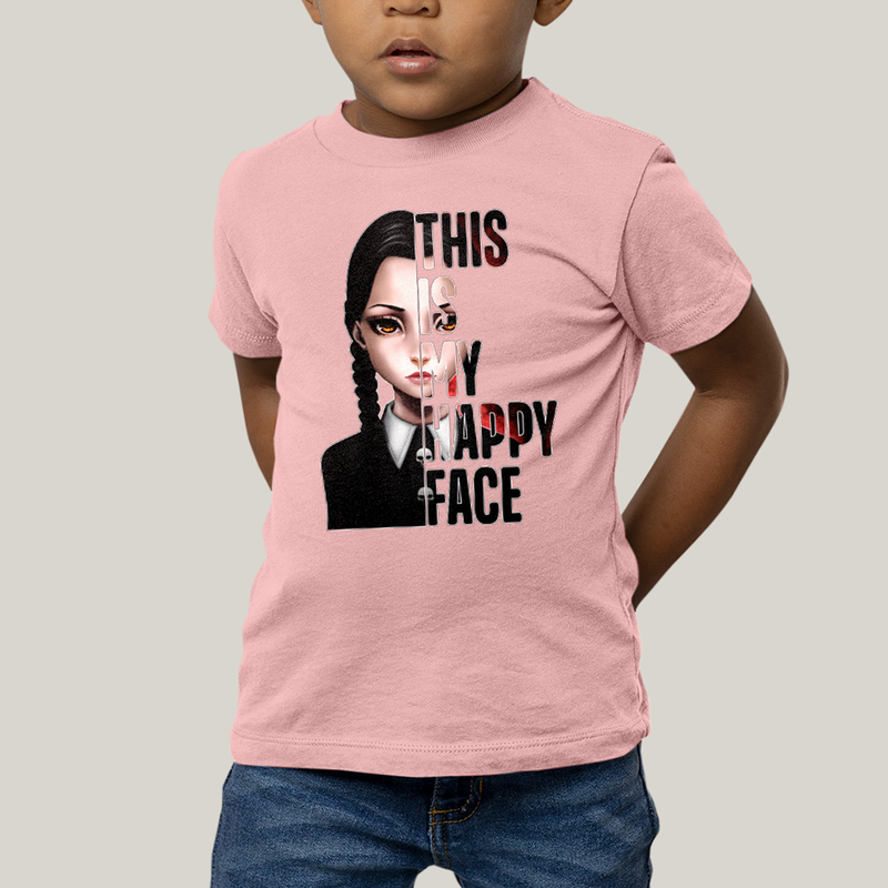 Camiseta Infantil Algodão Unissex T shirt Wandinha Essa é Minha Cara Feliz