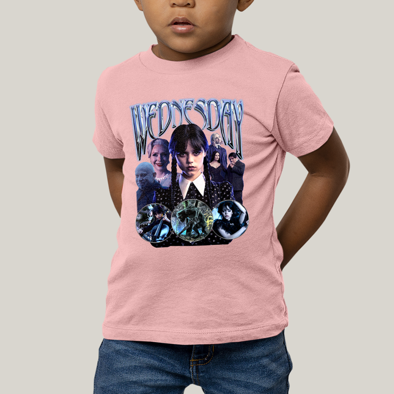 Camiseta Infantil Algodão Unissex T shirt Wandinha Wednesday Blue