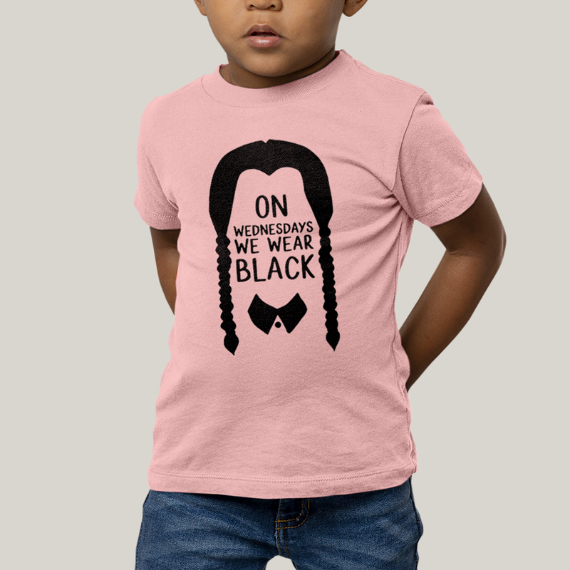 Camiseta Infantil Algodão Unissex T shirt Wandinha Na Quarta Feira Usamos Preto