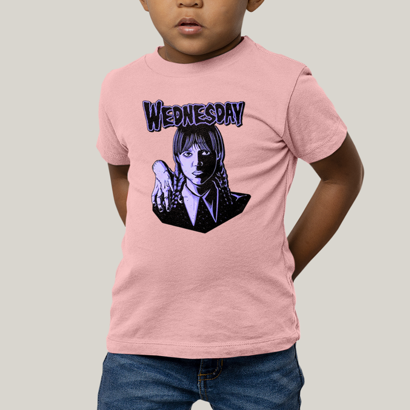 Camiseta Infantil Algodão Unissex T shirt Wandinha Roxo Wednesday