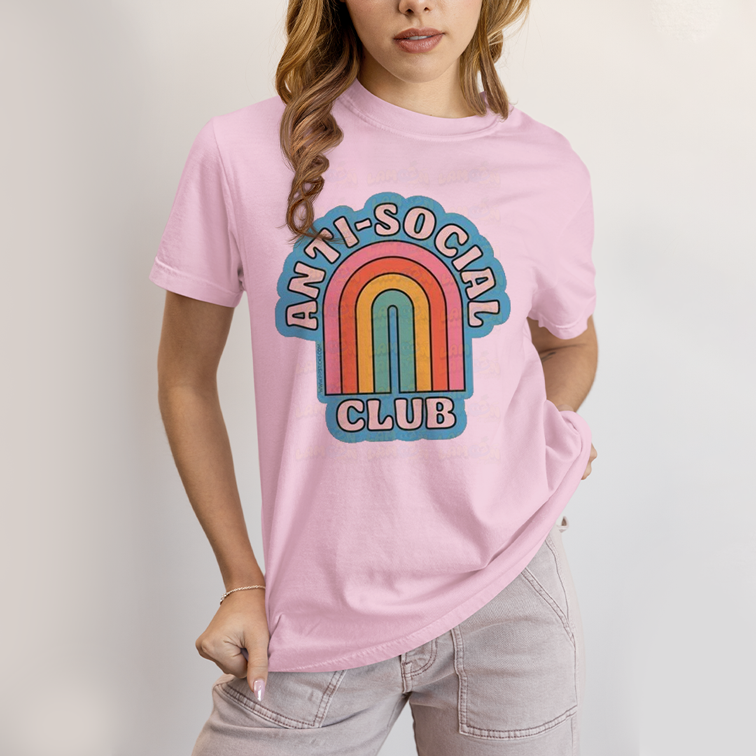 Camiseta Algodão Unissex T shirt Anti Social Club Arco Iris