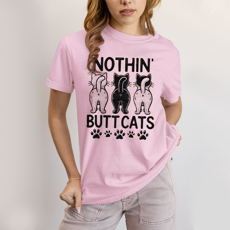 Camiseta Algodão Unissex T shirt Gatinhos Nothin Butt Cats