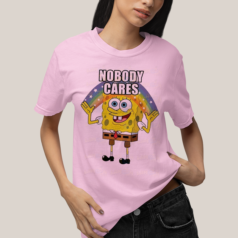 Camiseta Algodão Unissex T shirt Bob Esponja Ninguem Se Importa