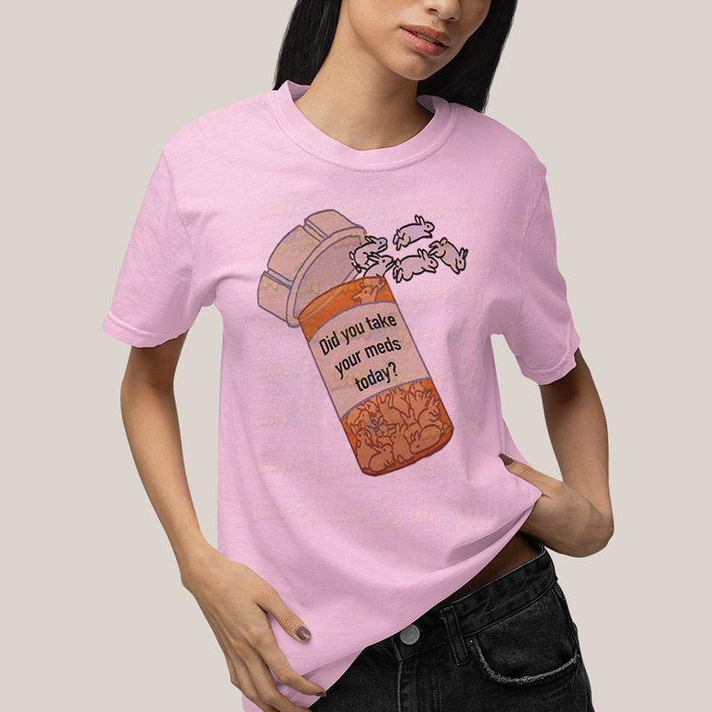 Camiseta Algodão Unissex T shirt Coelinhos Você Tomou Seus Remédios Hoje