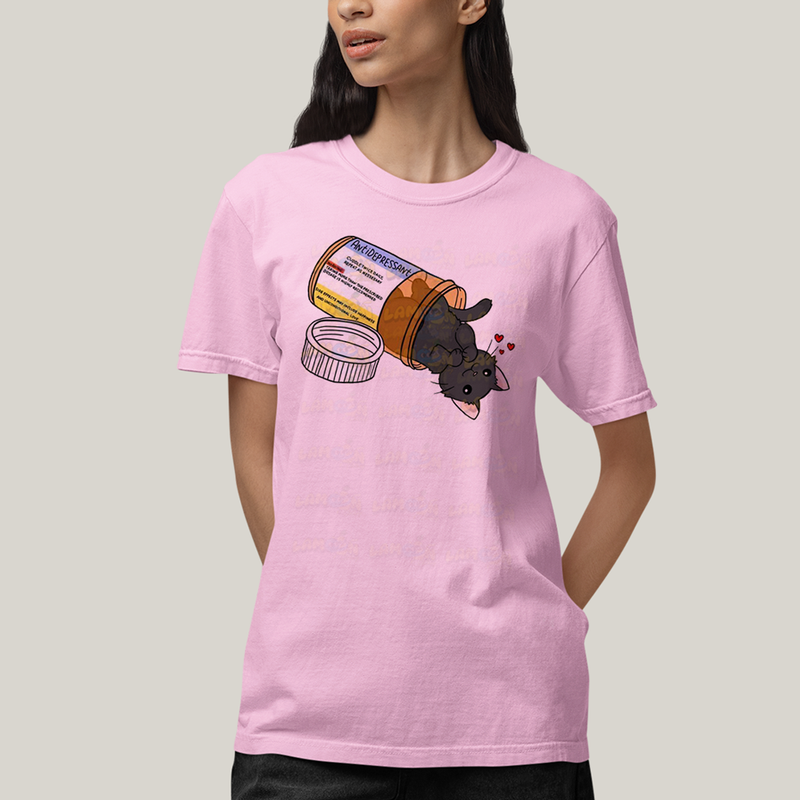 Camiseta Algodão Unissex T shirt Gatinho Fofo Antidepressivo
