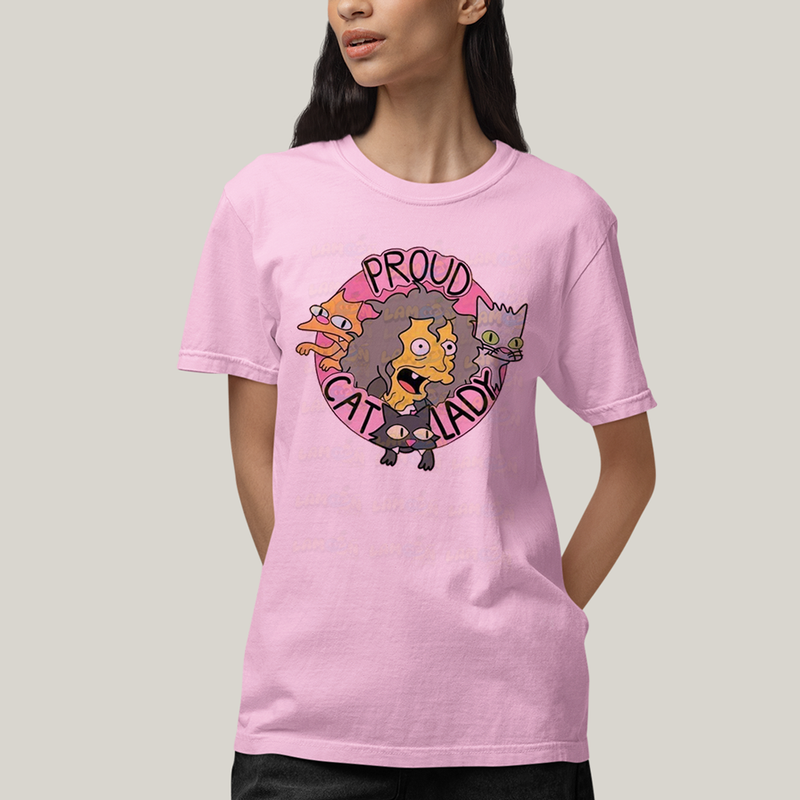 Camiseta Algodão Unissex T shirt Simpsons Proud Cat Lady