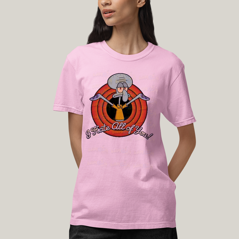 Camiseta Algodão Unissex T shirt Bob Esponja Lula Molusco Odeio Todos Vocês