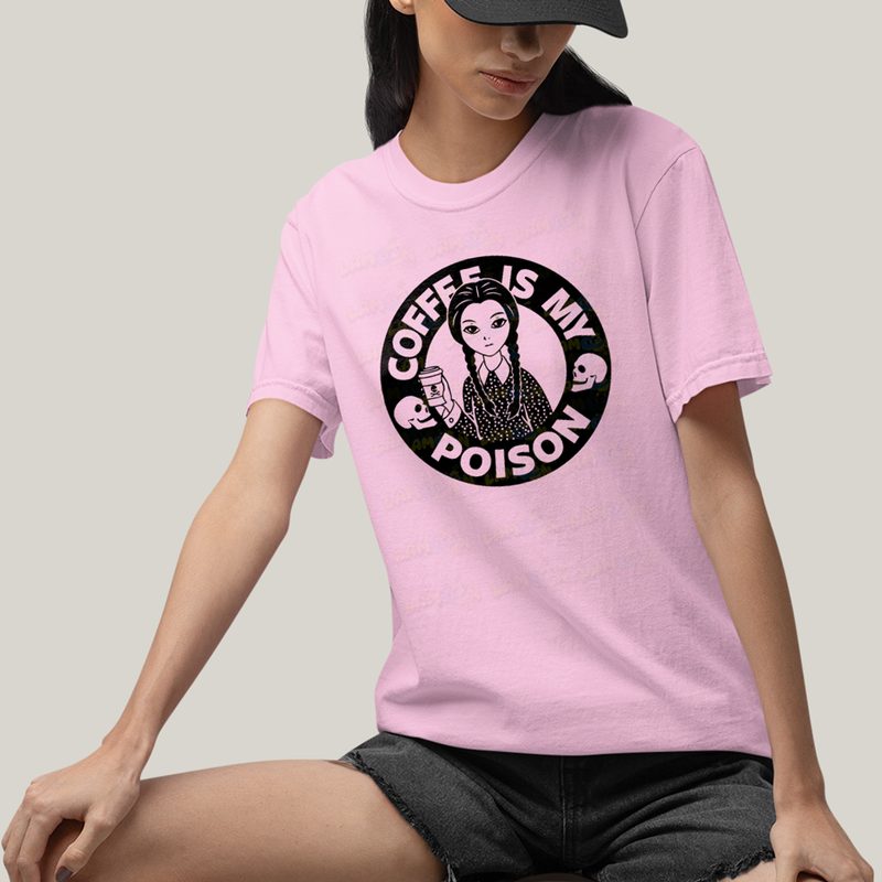 Camiseta Algodão Unissex T shirt Wandinha Café é Meu Veneno