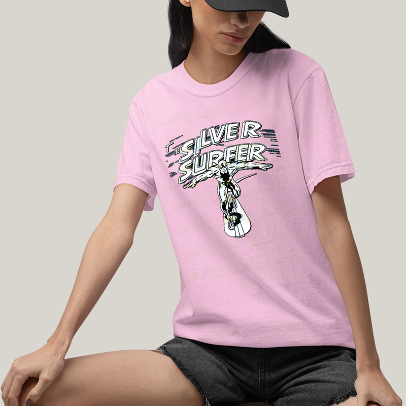 Camiseta Algodão Unissex T shirt Surfista Prateado Retrô
