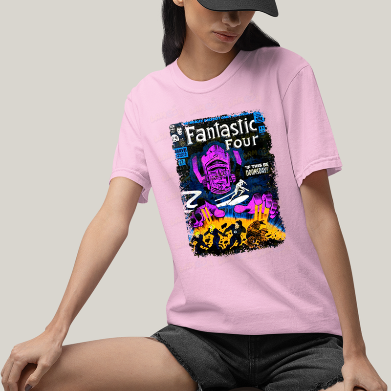 Camiseta Algodão Unissex T shirt Quarteto Fantástico vs Galactus Capa de HQ