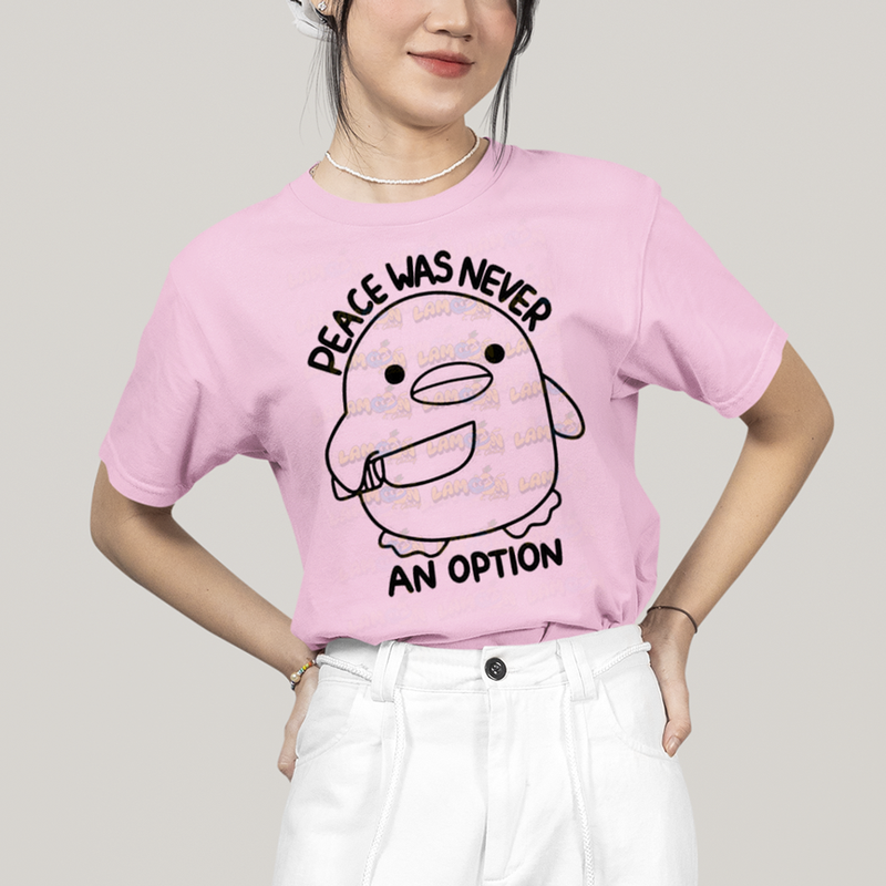Camiseta Algodão Unissex T shirt A Paz Nunca Foi Opção Meme