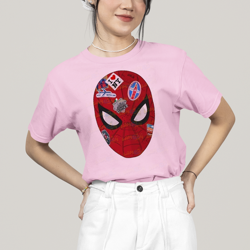 Camiseta Algodão Unissex T shirt Homem Aranha Rosto Figurinhas