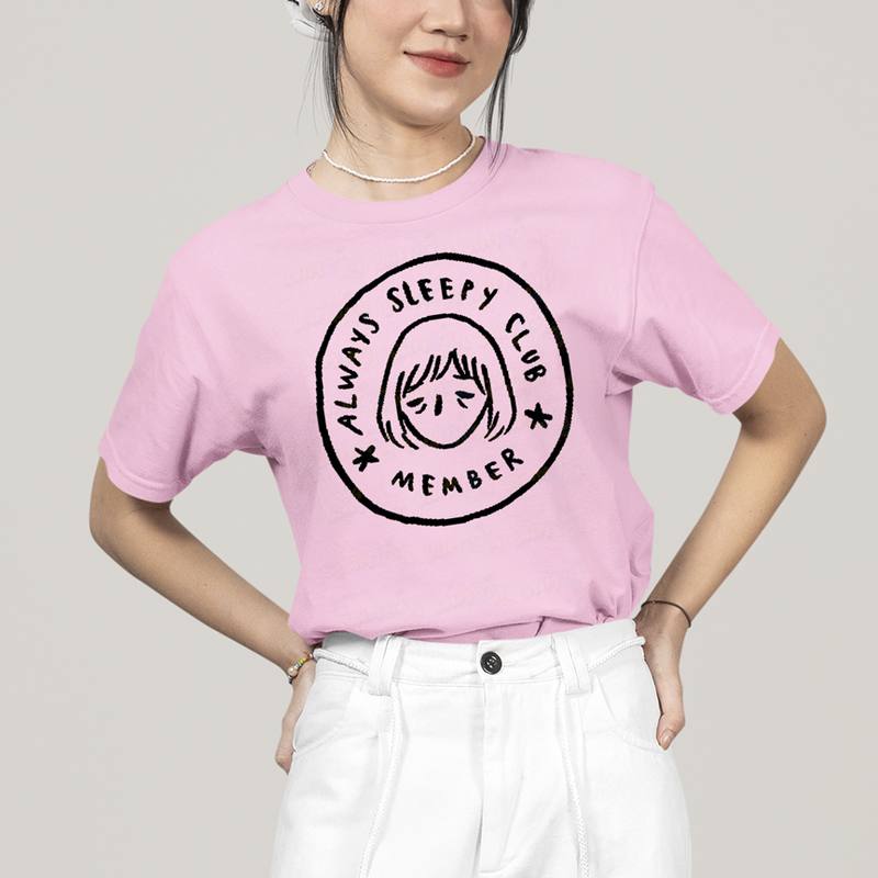 Camiseta Algodão Unissex T shirt Membro do Clube Sempre com Sono