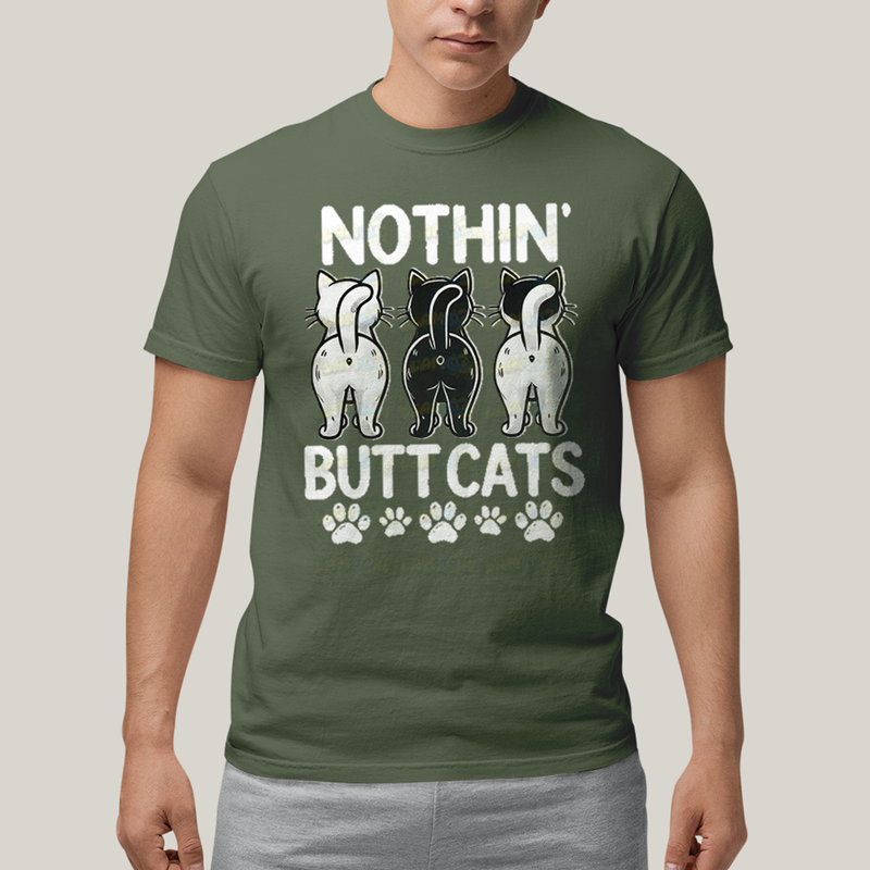 Camiseta Algodão Unissex T shirt Gatinhos Nothin Butt Cats