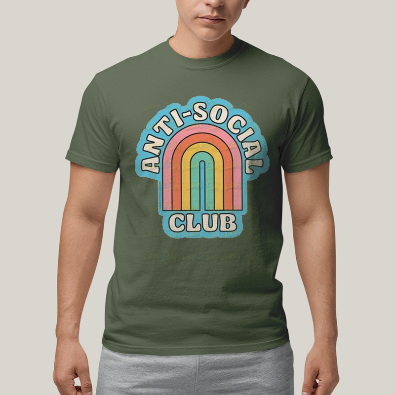 Camiseta Algodão Unissex T shirt Anti Social Club Arco Iris