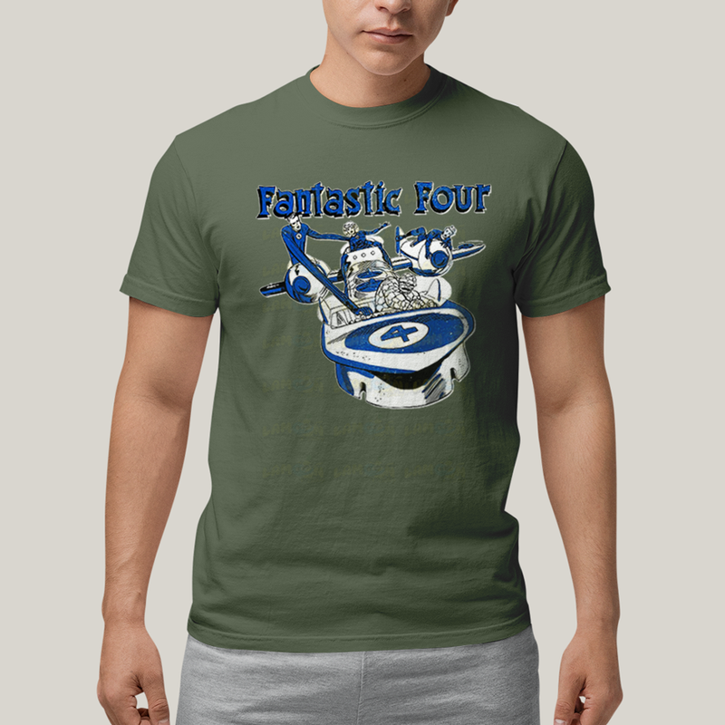 Camiseta Algodão Unissex T shirt Quarteto Fantástico Nave