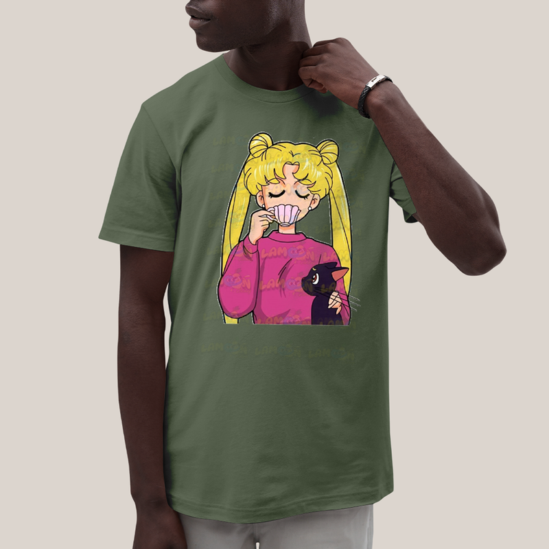 Camiseta Algodão Unissex T shirt Mulher Loira & Gatinho