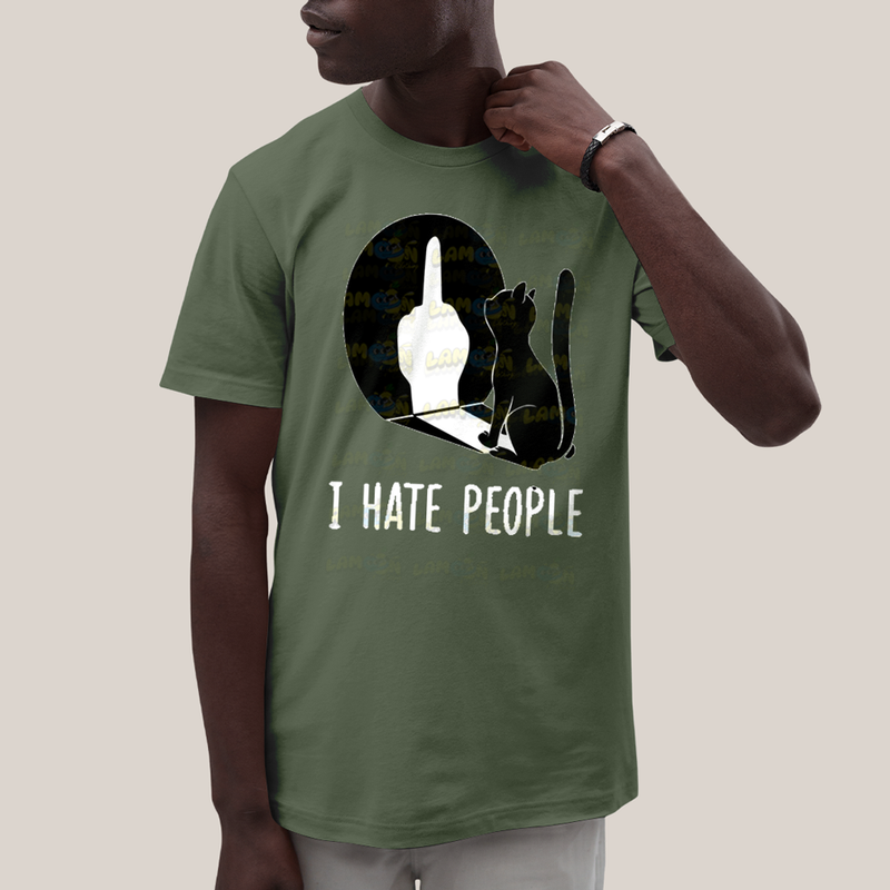 Camiseta Algodão Unissex T shirt Gato I Hate People
