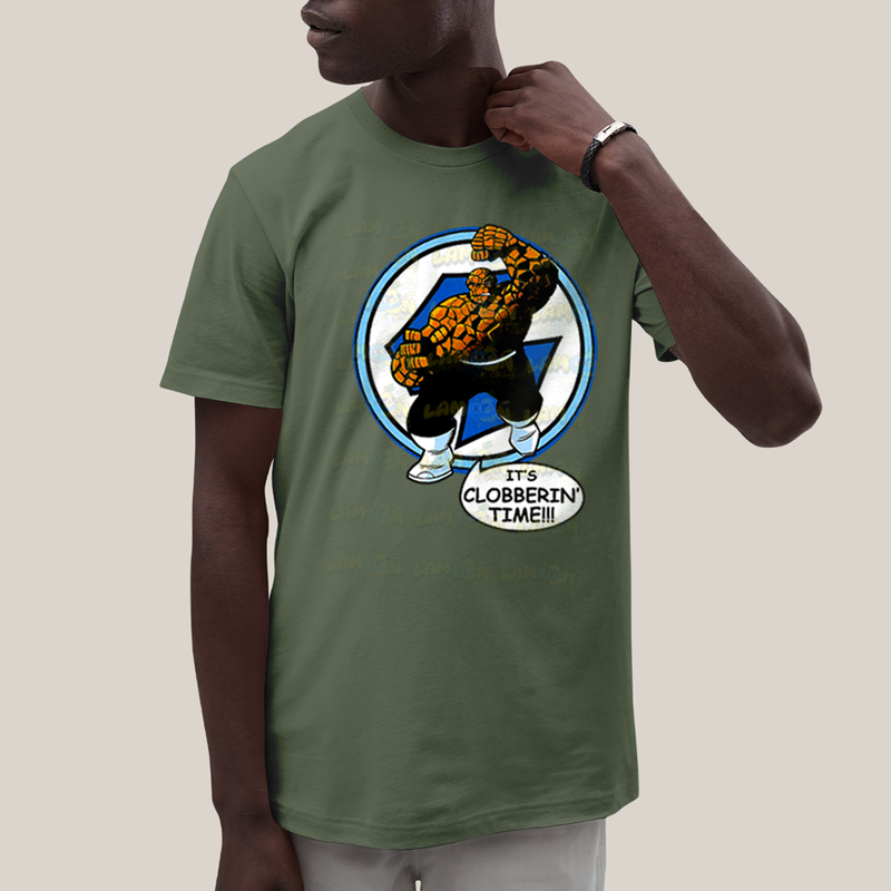 Camiseta Algodão Unissex T shirt Quarteto Fantástico O Coisa Tá na Hora do Pau