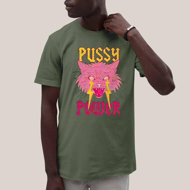 Camiseta Algodão Unissex T shirt Cat Pink Pussy Power