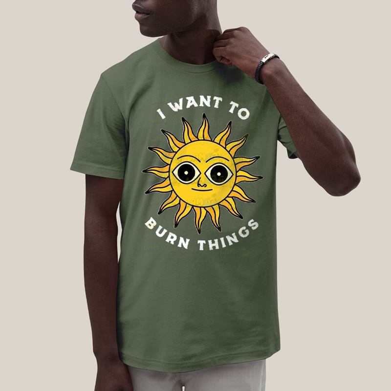 Camiseta Algodão Unissex T shirt Sol Eu Quero Queimar Coisas