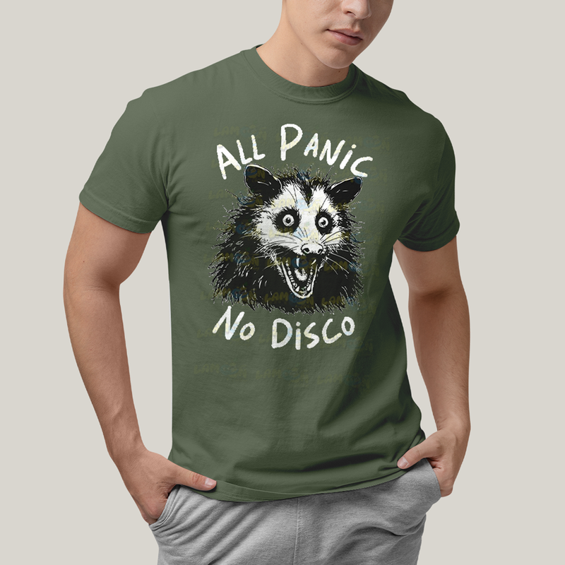 Camiseta Algodão Unissex T shirt All Panic No DIsco