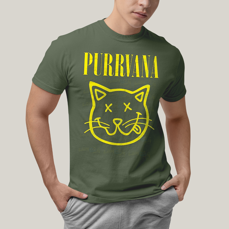Camiseta Algodão Unissex T shirt Gatinho Purrvana Nirvana