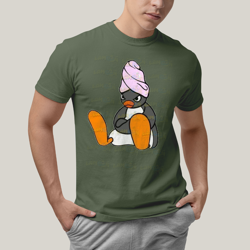Camiseta Algodão Unissex T shirt Pinguim Bravo