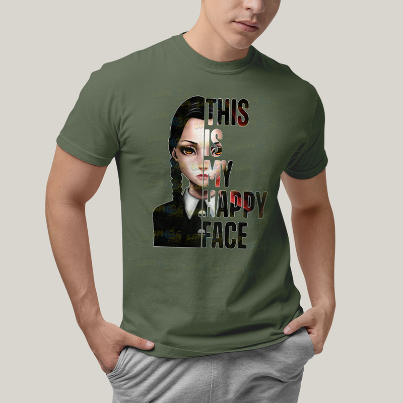 Camiseta Algodão Unissex T shirt Wandinha Essa é Minha Cara Feliz